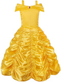 1 x RAW Customer Returns JerrisApparel Princess Belle Carnivals Costume Dress for Girls 8 Years, Yellow with Accessories  - RRP €26.99