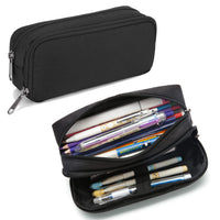 3 x RAW Customer Returns Pencil Case Men Large Capacity Pouch Bag 2 Compartments Girls for Women Zipper Smoothy Pen Case Pen Holder Duarable Stationery Organizer Adult Office Gift - Black - RRP €32.7