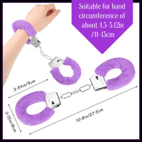 1 x RAW Customer Returns Handcuffs Metal Handcuffs with 2 Keys Plush Metal Fur Handcuffs Police Costume Accessories for Children Party Prop Game Accessories Black  - RRP €7.04