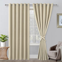 1 x RAW Customer Returns Hiasan blackout curtains with eyelets, light beige opaque curtains, 2 pieces, 228 x 228 cm width x height , soft sliding curtains for bedroom, living room etc. - RRP €53.89