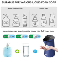 1 x RAW Customer Returns 500ml Touchless Automatic Soap Dispenser with Battery, Rechargeable Soap Dispenser Automatic Foam Soap Dispenser Electric Soap Dispenser with Sensor, 3 Levels, IPX4 Waterproof Blue - RRP €28.6