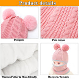 8 x Brand New KEELYY Children s Slip-On Hat Girls Boys Scarf Hat Winter Hat with Pompom Warm Lined Knitted Hat Winter Scarf Hat for Baby Age 1-6 Years, Pink - RRP €88.72