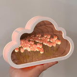 1 x RAW Customer Returns DIY Tulip Night Light Mirror Cloud Shaped Cloud Mirror Night Lights 20 Pink Flowers Tulip Table Lamp Built-in Batteries Tulip Lamp for Friends Girlfriends Birthday - RRP €18.06