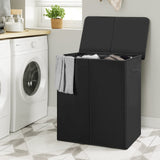 1 x RAW Customer Returns Chrislley 154L laundry basket with lid, laundry collector 2 compartments with lid and 2 laundry bags, laundry sorter large XXXL for bedroom, laundry room, closet, bathroom, college black  - RRP €36.99