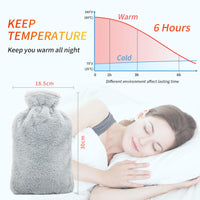 1 x RAW Customer Returns TOHDNC 2 Liter Hot Water Bottle with Fluffy Plush Cover Hot Water Bag for Pain Relief, Leak-Proof Bed Bottle Made of Natural Rubber for Adults and Children Light Grey  - RRP €12.99