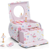 1 x RAW Customer Returns Vlando Music Box Ballerina Jewelry Box, Lockable Jewelry Box Girls PU Leather with Drawers, Jewelry Box Children, Jewelry Box with Canon Melody, Girls Gifts - RRP €32.1