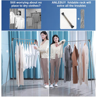 1 x RAW Customer Returns ANLEBUY Clothes Rack Foldable Portable Extendable Clothes Rail, Small Adjustable Travel Clothes Rack, Lightweight Clothes Rack, for Travel, Dance, Camping, Laundry, Hiking, Black - RRP €43.27