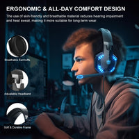 1 x RAW Customer Returns PHOINIKAS Gaming Headset for PS4 PS5 PC Xbox One Switch with 3D Surround Sound, Noise Cancelling Microphone, LED Lights, 50MM Earmuffs, Over-Ear Headphones with 3.5mm Cable - RRP €19.99