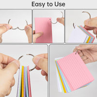 1 x RAW Customer Returns testyu 500 pieces index cards with ring - Can be written on both sides and thickened paper material Perfect for learning, writing down notes and memos and lists, 6 vibrant colors in one set - RRP €16.13