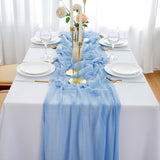 4 x RAW Customer Returns AOKSUNOVA table runner muslin wedding 4m x 80cm cheesecloth table runner decorative fabric light blue - RRP €80.64