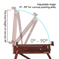 1 x RAW Customer Returns MEEDEN French easel, sketch box easel with artist drawer, adjustable wooden tripod easel stand for painting, suitcase easel - walnut - RRP €145.95