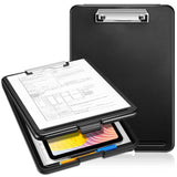 2 x RAW Customer Returns SITHON A4 clipboard with storage, lightweight clipboard portable writing clipboard with compartment organizer for nurse doctor teacher student sales trainer school office, black  - RRP €25.98