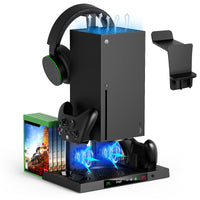 1 x RAW Customer Returns FYOUNG Fan Stand for Xbox Series X with Headset Holder Accessory Set, Series X Fan Cooling System with Controller Charger and Headset Holder - RRP €47.39