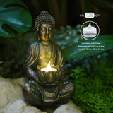 1 x RAW Customer Returns Yeomoo Meditation Buddha Figure Tealight Holder Candle Holder Decorative Living Room - Buddha Figures with Lotus Zen Room Decoration Garden Decoration for Outdoors with LED Tealight Personalized Gifts Copper 20CM - RRP €27.99