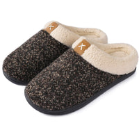 1 x RAW Customer Returns ULTRAIDEAS Men s Memory Foam House Slippers with Plush Lining, Slip-On Slippers with Non-Slip Rubber Sole for Indoor and Outdoor, Brown, 44 45 EU - RRP €19.88