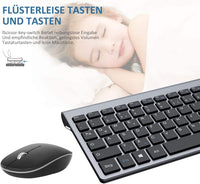 1 x RAW Customer Returns GALENMORO Keyboard Mouse Set Wireless - USB QWERTZ German Wireless Keyboard Mouse Ergonomic Keyboard Wireless Keyboard Mouse for Computer PC Laptop Smart TV Windows - Black - RRP €35.95