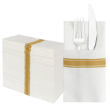 1 x RAW Customer Returns JEBBLAS Disposable Cloth Napkins Built-in Cutlery Pocket Wedding Party Linen Feel White Napkin Prefolded for Cutlery 50  - RRP €17.99