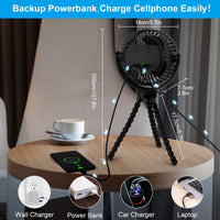 1 x RAW Customer Returns ELZO 12000mAh USB Fan Quiet, Handheld Fan Mini Fan with 3 Speeds 360 Rotation, Portable Clip Fan Table Fan with Flexible Tripod for Stroller Office Car Camping - RRP €33.99