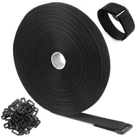 1 x RAW Customer Returns WSZJINB 10 m x 2 cm Velcro tape with 50 buckles, free cutting length, Velcro cable ties, reclosable, cable Velcro ties, Velcro fastener tape, black, 2 cm wide - RRP €10.97