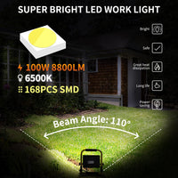 1 x RAW Customer Returns Aigostar LED construction spotlight 100W 8800LM replaces 880W , LED work light with plug, waterproof work light, construction spotlight, for workshop or construction site, garage, 6500K daylight white - RRP €40.66