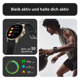 1 x RAW Customer Returns BingoFit Smartwatch for women and men with telephone function, 1.43 AMOLED touchscreen fitness watch, fitness tracker with heart rate monitor, , blood pressure SpO2.50 sports modes, pedometer watch for women and men - RRP €44.36