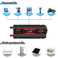 1 x RAW Customer Returns Seamuing 2000W power inverter DC 12V to AC 240V voltage converter 1 AC socket 2 USB port power converter with alligator clip cigarette lighter plug power inverter for car vehicle caravan truck, red - RRP €59.99