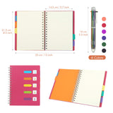 1 x RAW Customer Returns Kesote Notebook Register A5 Ring Binder Lined Diary Notepad Spiral Notebook with Pen in 6 Colors 240 Pages, Pink  - RRP €9.06