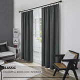 1 x RAW Customer Returns Deconovo opaque curtain with ruffle tape, children s room thermal curtain, cold protection, 240 x 140 cm height x width , dark grey, set of 2 - RRP €53.49