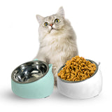 7 x Brand New Trhillsbrad Cat Bowl 400ml, Anti-Slip Inclined Cat Food Bowls Cat Feeding Stainless Steel, Dog Water Bowl for Puppies Small Medium Dogs Cats, Set of 2-Blue White - RRP €91.7