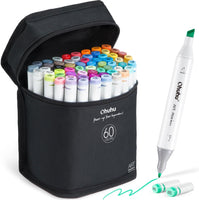 1 x RAW Customer Returns Ohuhu Marker Pens Set, Pens Set Permanent Marker Pen Chisel Fine Double Tips Art Sketch Twin Marker Pens with Carrying Case for Painting Coloring Underlining, Oahu Series - RRP €34.99