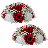 1 x RAW Customer Returns BLOSMON artificial flowers roses gypsophila decoration 2 pieces burgundy artificial rose gypsophila bouquet flowers balls for wedding decoration table decoration party centerpieces home room decoration - RRP €24.18