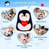 17 x Brand New Microwave heating pad 29 x 23 cm - Cute penguin mini grain pillow, for relieving warm-hot therapy for back and stomach pain, grain pillow for women, children and babies - RRP €398.48