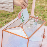 1 x RAW Customer Returns NCYP 26cm Rose Gold Geometric Glass Card Box with Slot and Heart Lock,Terrarium Planter for Wedding Reception,Large Simple Party Decoration Glass Box Only  - RRP €45.99