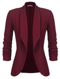 1 x RAW Customer Returns UNibelle Women s Casual Blazer 3 4 Sleeve Open Front Jacket Sporty Elegant Sweatblazer Business Wine Red 3XL - RRP €35.28