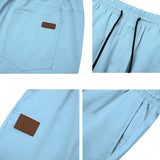 1 x RAW Customer Returns Ougelebo Shorts Men Shorts Men Summer Shorts Men Chino Cotton Pants Short Elastic Waist with Drawstring Light Blue L - RRP €29.75