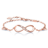 1 x RAW Customer Returns Billie Bijoux Infinity Infinity Symbol Women s Bracelet 925 Sterling Silver Zirconia Bracelet Adjustable Charm Bracelet for Mother s Day 2- rose gold  - RRP €34.99