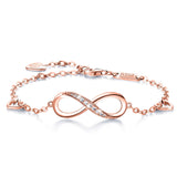 1 x RAW Customer Returns Billie Bijoux Infinity Infinity Symbol Women s Bracelet 925 Sterling Silver Zirconia Bracelet Adjustable Charm Bracelet for Mother s Day 2- rose gold  - RRP €34.99