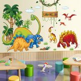 5 x Brand New Kids Dinosaur Wall Decals, Peel Stick Dino Paw Print Nursery Decorations Baby Bedroom Playroom Art, Watercolor Blue Coconut Trees Cactus Kids Room Decor Gift - RRP €102.0