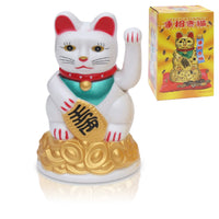 1 x RAW Customer Returns Flanacom Japanese Lucky Cat, Swinging Figurine, Lucky Charm, Office Desk, Funny Gag Item, Colleague Farewell Gift, Secret Santa Gift, White - RRP €12.1