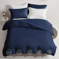 4 x Brand New MILDLY bed linen 135x200 navy blue 4-piece, 100 microfiber plain bed linen set with 2 pillowcases 80x80 cm, koTex certified suitable for allergy sufferers, bed linen with zip - RRP €114.32