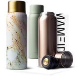 1 x RAW Customer Returns MAMEIDO thermos flask 1l with stainless steel mug, vacuum flask hot for up to 12 hours, leak-proof thermos flasks 100 BPA free, coffee tea on the go Pearl Marble Gold, 1000ml  - RRP €29.99