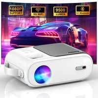 1 x RAW Customer Returns Mini Projector, XIWBSY 9500 Lumen Bluetooth Projector 1080P Supported, 5G WiFi LED Home Theater Portable Projector, Compatible with TV Stick X-Box DVD Laptop Smartphone Android HDMI USB - RRP €69.99