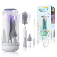 1 x RAW Customer Returns Orzbow Electric Bottle Brush Set Baby, Portable Baby Bottle Brush with UV Sterilizer for Baby Bottles, Milk Frothing, Drinking Straw Brush and Nipple Brush, Baby Bottle Drying Rack, Gray - RRP €23.99