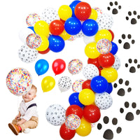 1 x Brand New Yisscen Paw Dog Balloons, Red Yellow Blue Latex Balloons, Confetti Balloons, Colorful Latex Balloons, for Kids Birthday Party Decoration Balloons 90pcs  - RRP €12.04