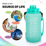 1 x RAW Customer Returns ONTA Collapsible Silicone Water Bottle - 2 Litre Sports Water Bottle with Time Marker and Straw - BPA Free - 68oz Foldable Sport Outdoor - for Fitness Gym Home Office Fishing Green  - RRP €21.17