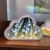 1 x RAW Customer Returns Tulip Night Light, 2 in 1 DIY Cloud Tulip Mirror Lamp, Cloud Tulip Mirror Lights Decoration, LED Flower Bedside Lamp Birthday Gifts Home Decoration for Friends, Girls, Couples, Children Blue  - RRP €21.06