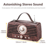 1 x RAW Customer Returns Retro Bluetooth Speaker, Aurtec Portable Wireless Speaker Bluetooth 4.2 with Radio FM, Stereo Speaker for Home Outdoor Use with Powerful Sound and Subwoofer, Brown - RRP €55.99