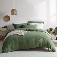 1 x Brand New MILDLY bed linen 135x200 olive green 4 pieces, 100 microfiber plain bed linen set with 2 pillowcases 80x80 cm, OekoTex certified suitable for allergy sufferers, bed linen with zipper - RRP €30.56