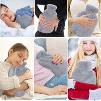 3 x Brand New Hot water bottle 2L with cover, large hot water bottle made of rubber fur fluffy hot water bottle, bed bottle hot water bag for children and adults, hand-foot warmer, women s gift, haze blue - RRP €33.27