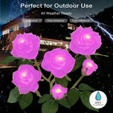 1 x RAW Customer Returns XVZ Solar Lights for Outdoor Garden Decoration, 2 Pack LED Rose Solar Lamps with 12 Larger Flowers and Wider Waterproof Solar Panel, Decoration Lights for Garden, Lawn, Patio, Field, Path Pink  - RRP €23.99